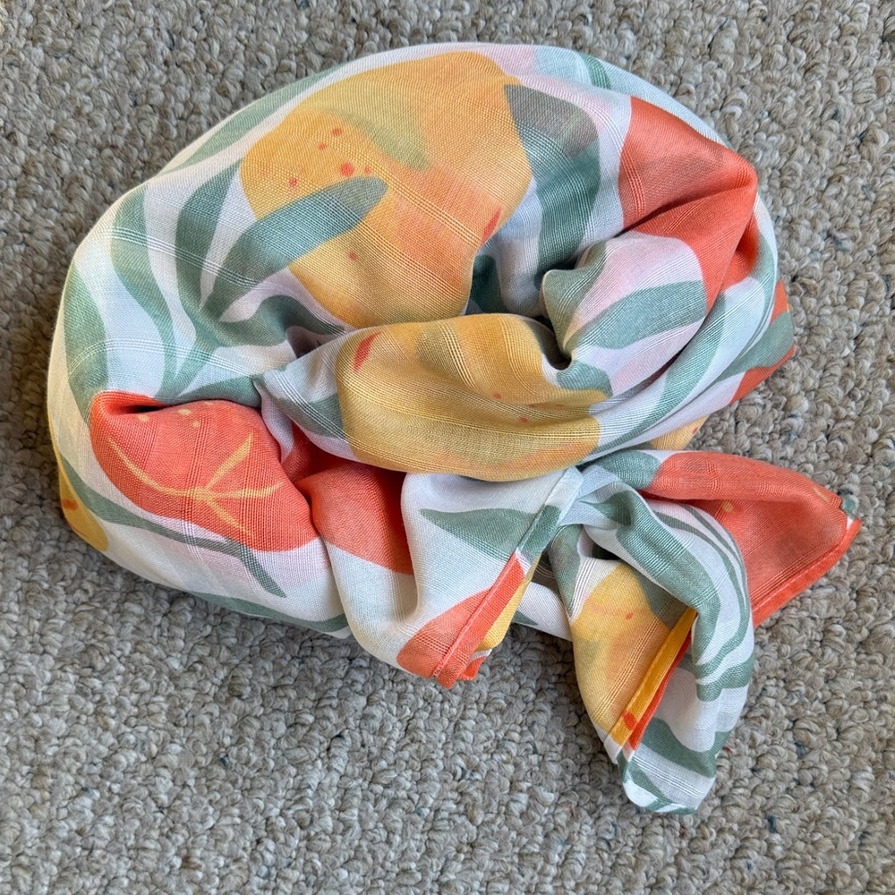 3/$15 LAST CHANCE! Orange 🍊 Citrus Patterned Scarf Sarong Wrap